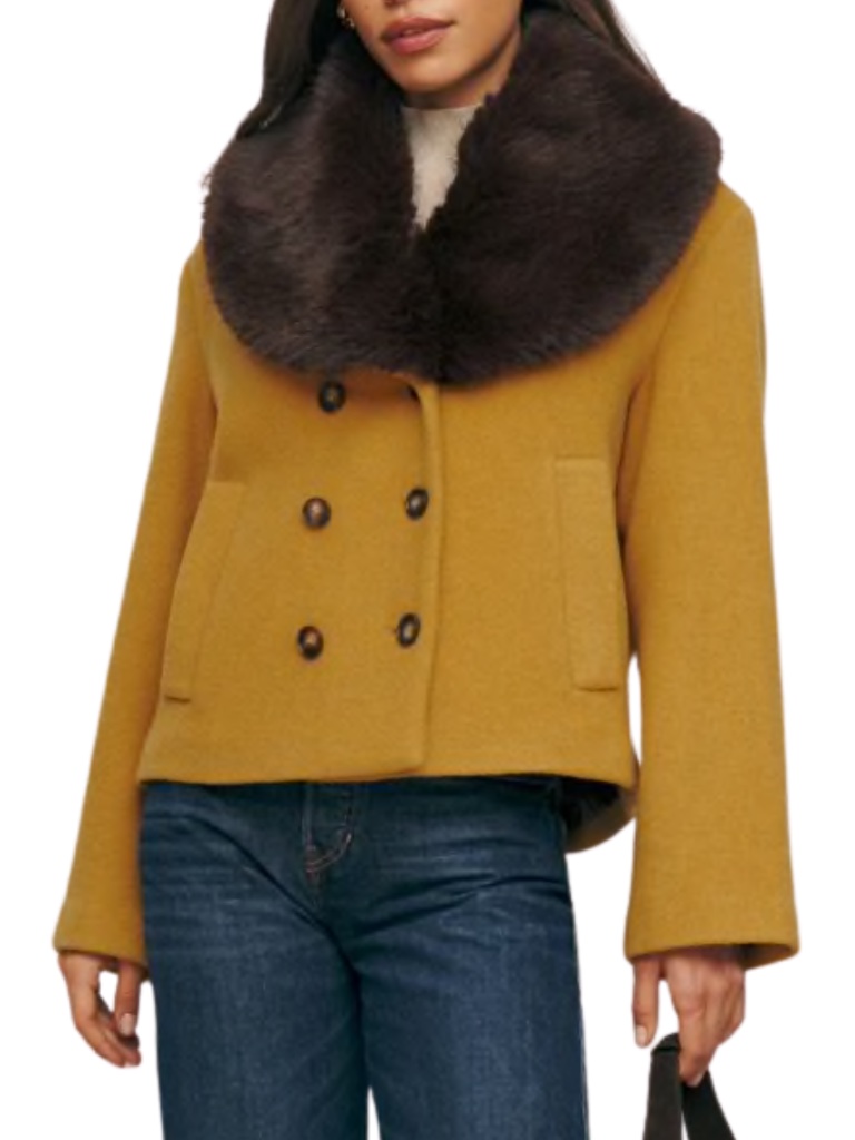 New Reformation Wool Blend Scarlet Jacket Mostarda Xl